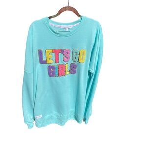 Simply Southern Lets Go Girls Sweatshirt with glitter & bright letters